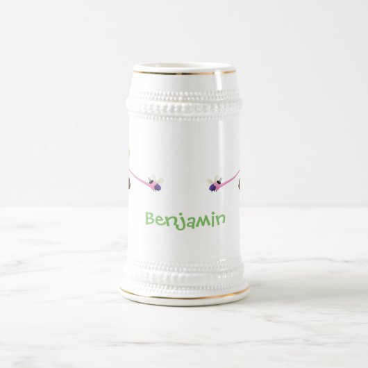 Cute grappige groene chameleon lizard cartoon bierpul (Center)