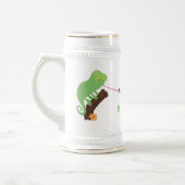 Cute grappige groene chameleon lizard cartoon bierpul (Links)