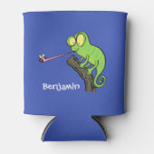 Cute grappige groene chameleon lizard cartoon blikjeskoeler (Voorkant)