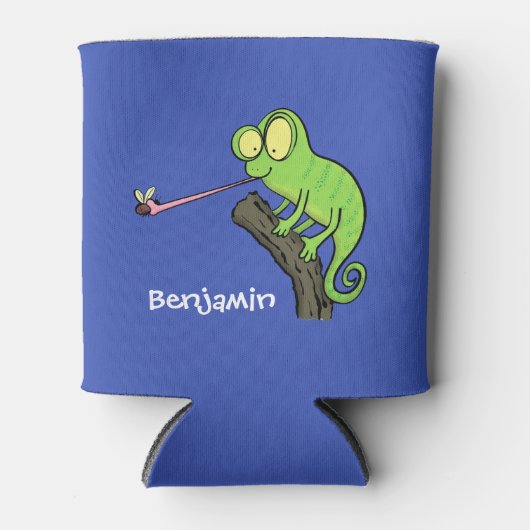 Cute grappige groene chameleon lizard cartoon blikjeskoeler (Voorkant)