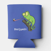 Cute grappige groene chameleon lizard cartoon blikjeskoeler (Achterkant)