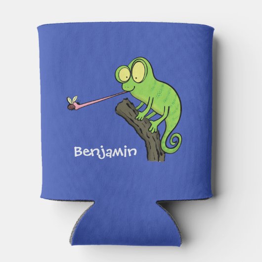 Cute grappige groene chameleon lizard cartoon blikjeskoeler (Achterkant)