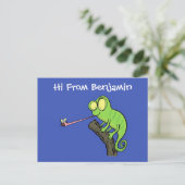 Cute grappige groene chameleon lizard cartoon briefkaart (Staand voorkant)