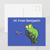 Cute grappige groene chameleon lizard cartoon briefkaart (Voorkant / Achterkant)