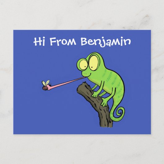 Cute grappige groene chameleon lizard cartoon briefkaart (Voorkant)