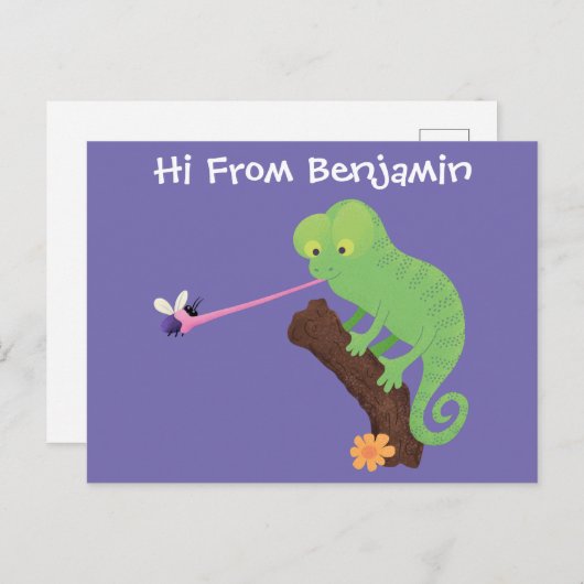 Cute grappige groene chameleon lizard cartoon briefkaart (Voorkant / Achterkant)