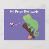 Cute grappige groene chameleon lizard cartoon briefkaart (Voorkant)