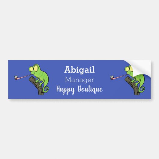 Cute grappige groene chameleon lizard cartoon bumpersticker (Voorkant)