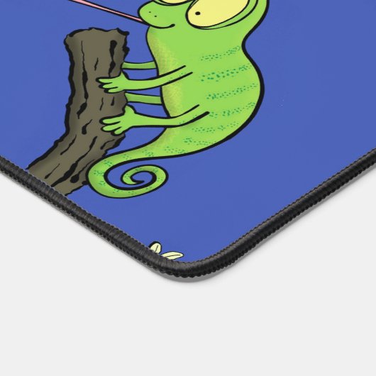 Cute grappige groene chameleon lizard cartoon bureaumat (Hoek)