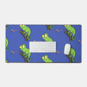 Cute grappige groene chameleon lizard cartoon bureaumat (Keyboard & Muis)