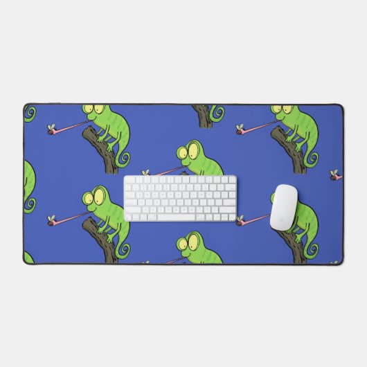 Cute grappige groene chameleon lizard cartoon bureaumat (Keyboard & Muis)