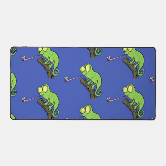 Cute grappige groene chameleon lizard cartoon bureaumat (Voorkant)