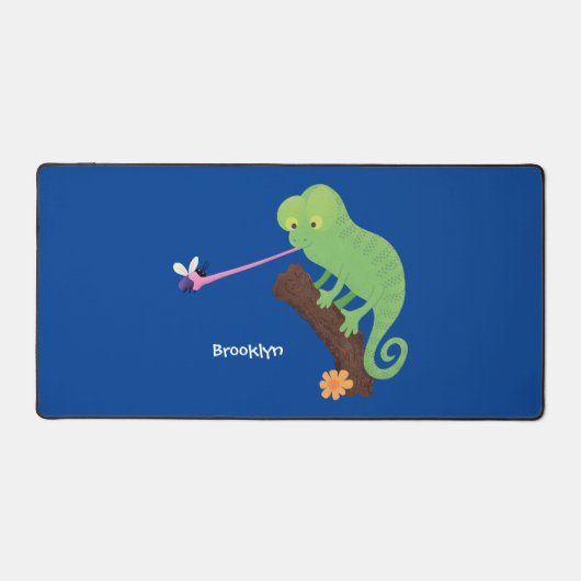 Cute grappige groene chameleon lizard cartoon bureaumat (Voorkant)
