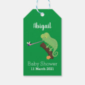 Cute grappige groene chameleon lizard cartoon cadeaulabel (Achterkant)