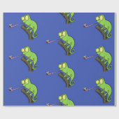 Cute grappige groene chameleon lizard cartoon cadeaupapier (Vlak)