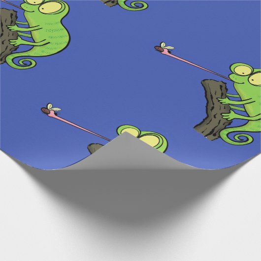 Cute grappige groene chameleon lizard cartoon cadeaupapier (Hoek)