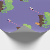 Cute grappige groene chameleon lizard cartoon cadeaupapier (Hoek)