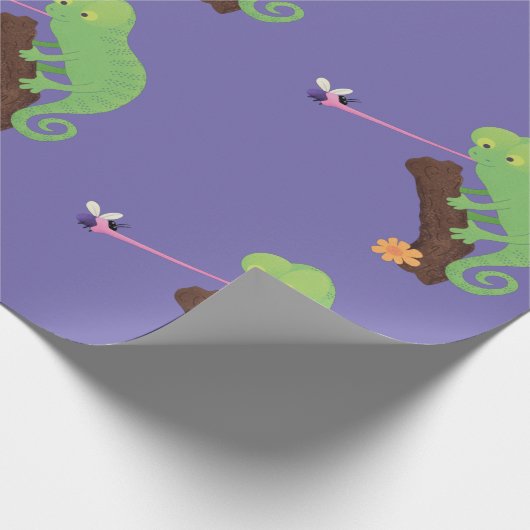 Cute grappige groene chameleon lizard cartoon cadeaupapier (Hoek)