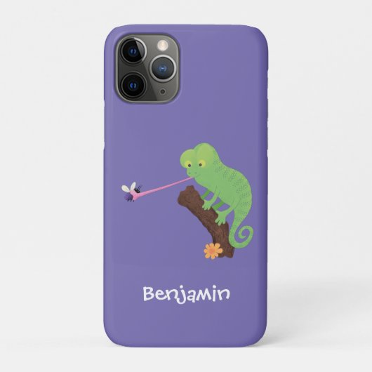Cute grappige groene chameleon lizard cartoon Case-Mate iPhone case (Achterkant)