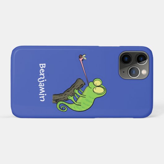 Cute grappige groene chameleon lizard cartoon Case-Mate iPhone case (Achterkant (horizontaal))