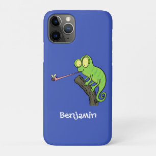 Cute grappige groene chameleon lizard cartoon Case-Mate iPhone case