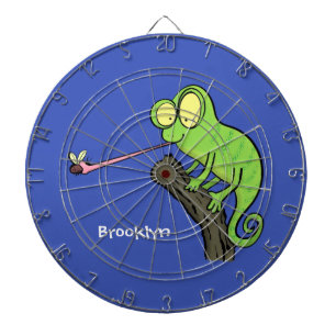 Cute grappige groene chameleon lizard cartoon dartbord