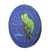 Cute grappige groene chameleon lizard cartoon dartbord (Voorkant Rechts)