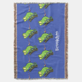 Cute grappige groene chameleon lizard cartoon deken (Voorkant Verticaal)