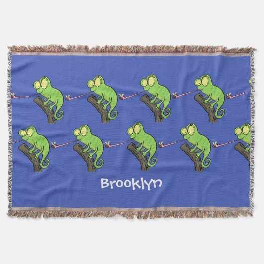 Cute grappige groene chameleon lizard cartoon deken (Voorkant)