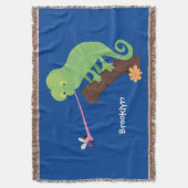 Cute grappige groene chameleon lizard cartoon deken (Voorkant Verticaal)