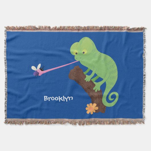Cute grappige groene chameleon lizard cartoon deken (Voorkant)