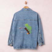 Cute grappige groene chameleon lizard cartoon denim jacket (Hangar)