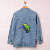 Cute grappige groene chameleon lizard cartoon denim jacket (Hangar)