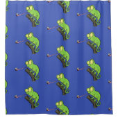 Cute grappige groene chameleon lizard cartoon douchegordijn (Voorkant)
