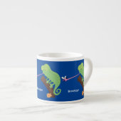 Cute grappige groene chameleon lizard cartoon espresso kop (Voorkant rechts)