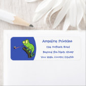 Cute grappige groene chameleon lizard cartoon etiket (Insitu)