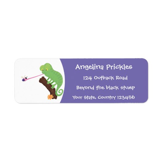 Cute grappige groene chameleon lizard cartoon etiket (Voorkant)