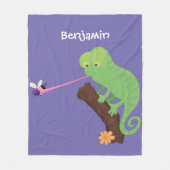 Cute grappige groene chameleon lizard cartoon fleece deken (Voorkant)