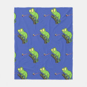 Cute grappige groene chameleon lizard cartoon fleece deken (Voorkant)