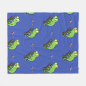 Cute grappige groene chameleon lizard cartoon fleece deken (Voorkant (Horizontaal))