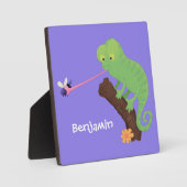 Cute grappige groene chameleon lizard cartoon fotoplaat (Voorkant)