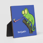Cute grappige groene chameleon lizard cartoon fotoplaat (Voorkant)