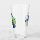 Cute grappige groene chameleon lizard cartoon glas (Rechts)