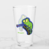 Cute grappige groene chameleon lizard cartoon glas (Voorkant)