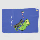 Cute grappige groene chameleon lizard cartoon golfhanddoek (Horizontaal)