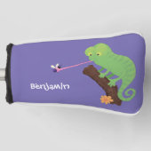Cute grappige groene chameleon lizard cartoon golfheadcover (Voorkant)