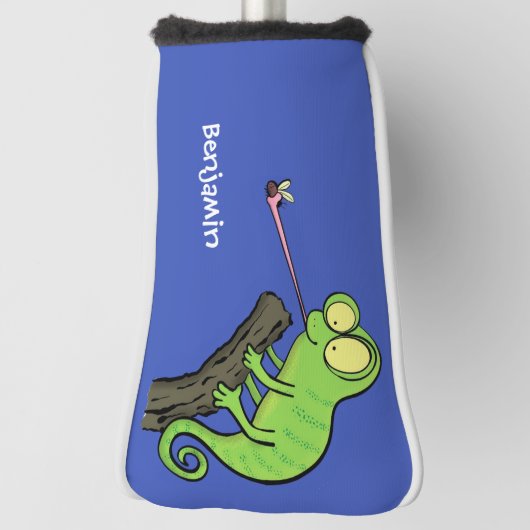 Cute grappige groene chameleon lizard cartoon golfheadcover (Draai 90)