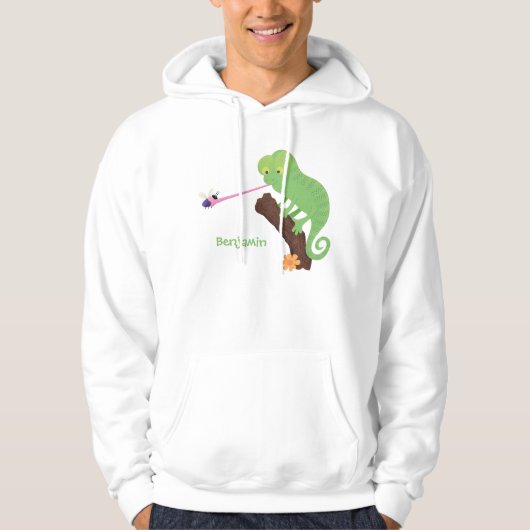 Cute grappige groene chameleon lizard cartoon hoodie (Voorkant)