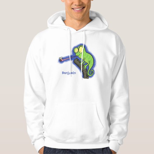 Cute grappige groene chameleon lizard cartoon hoodie (Voorkant)