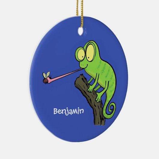 Cute grappige groene chameleon lizard cartoon keramisch ornament (Rechts)